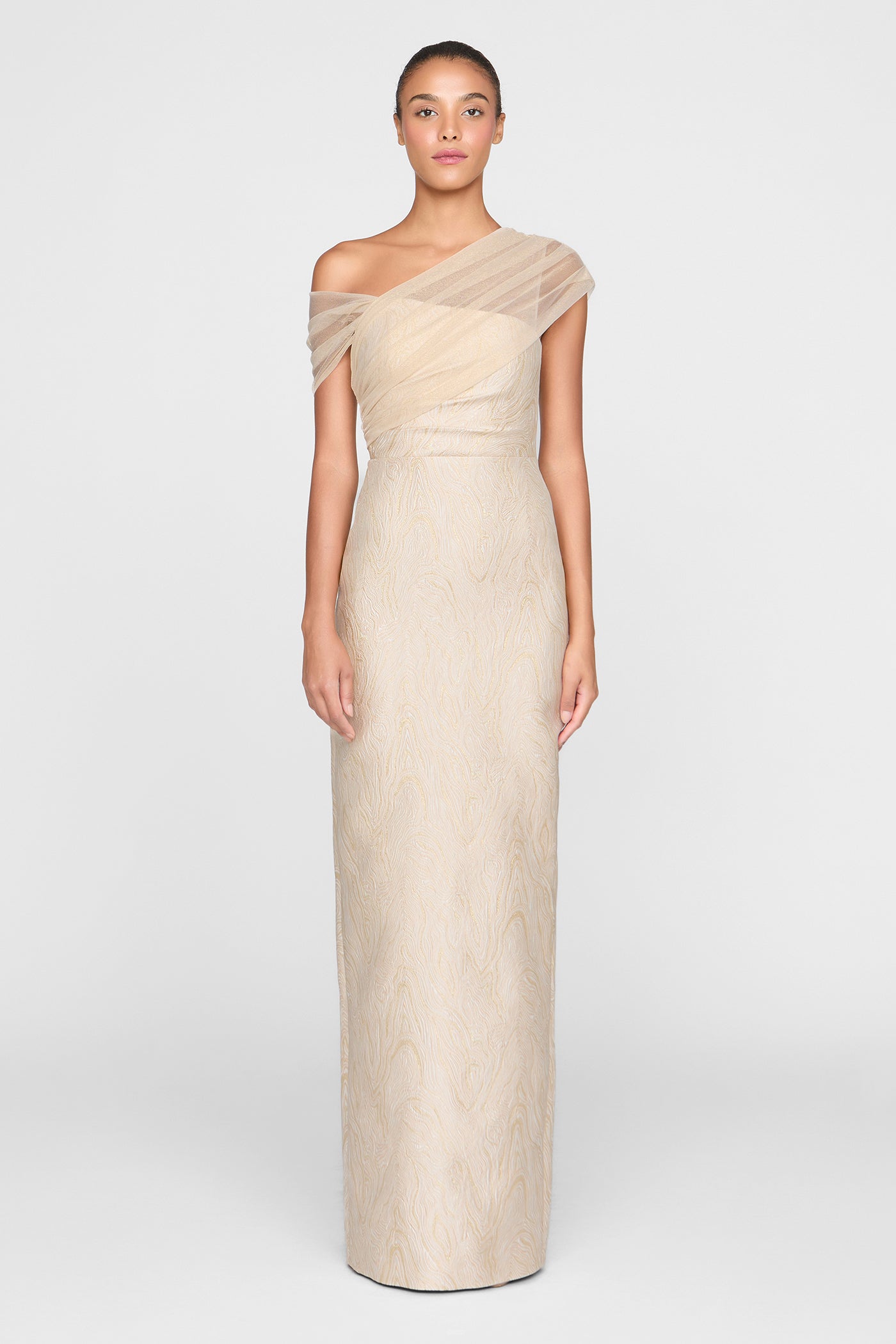 Zara Draped Shawl Column Dress