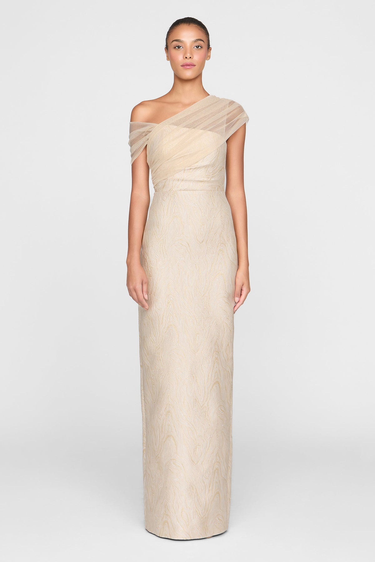 Zara Draped Shawl Column Dress