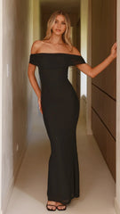 Darcey Off Shoulder Maxi Dress - Black