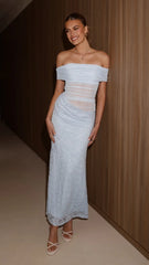 Tiarna Off The Shoulder Maxi Dress - Blue