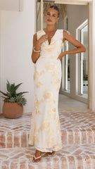 Nikova Maxi Dress - Yellow Embroidery