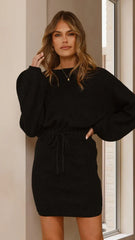 Feya Knit Mini Dress - Black