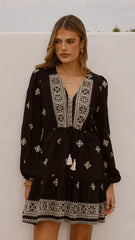 Delainey Mini Dress - Black/Beige