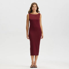 Women's Sleeveless Seamless Midi Bodycon Dress