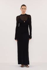 HAZEL BLACK LONG SLEEVE KNIT MIDI DRESS