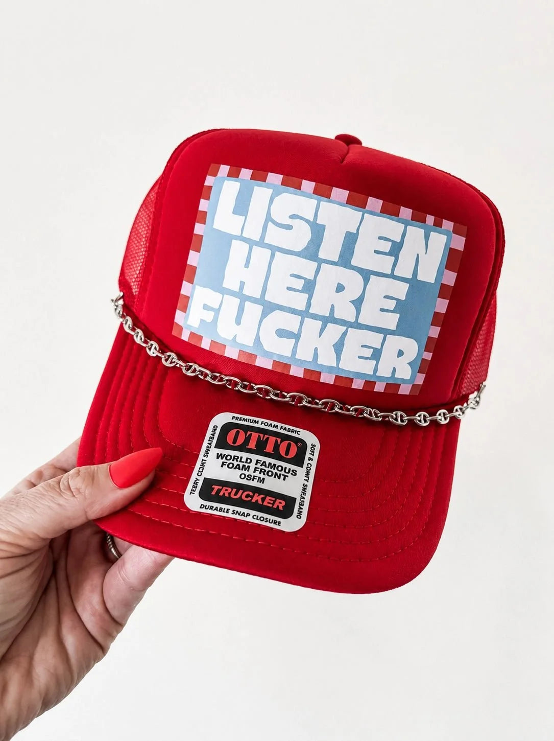 Listen Here Fucker Trucker Hat with Chain